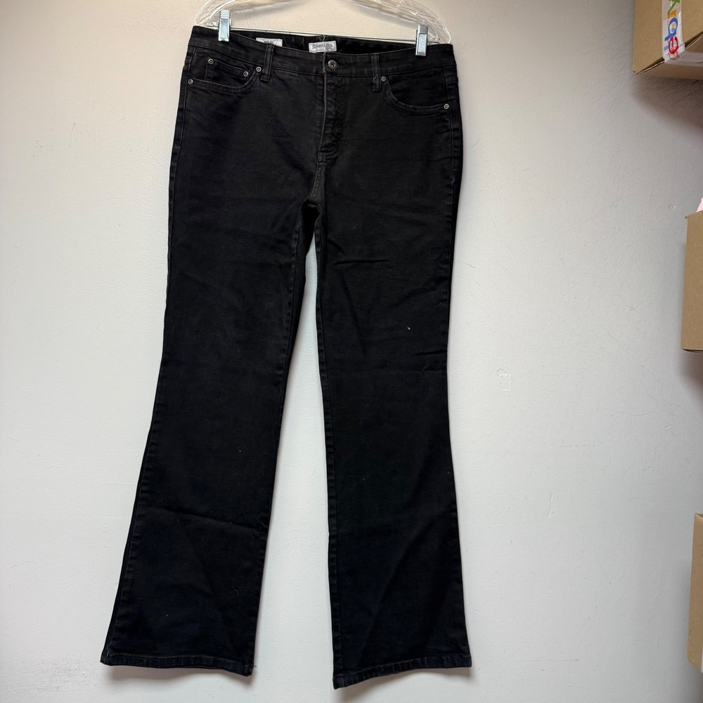 St. John's Bay Boot Cut Jeans Womens 12 Black Excellent Mid Rise Denim Pant